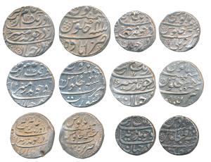 Aurangzeb, Silver Rupee (6), Bareli Mint, AH 1103/3X; Burhanpur Mint, AH 1102/35; Golkonda