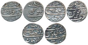 Aurangzeb, Silver ½ Rupee (3), Surat Mint, AH 1090, 1091/23 and - (KM 294.6). Very Fine+.