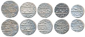Muhammad Shah, Silver Rupee (5), Ahmedabad Mint, AH 114X/14; Mustaqir-ul-Khilafat Akbaraba