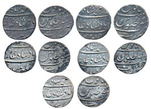 Muhammad Shah, Silver Rupee (5), Surat Mint, AH 113X/2, 11XX/3,1134/4, 1137/6 and RY 6, (K