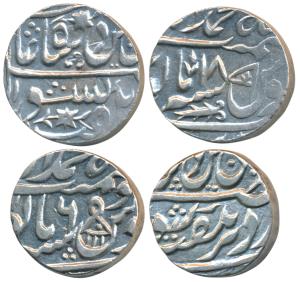Muhammadabad Banaras Mint, Silver Rupee (2), in the name of Shah Alam II, RY 18, fish, fla