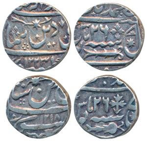 Muhammadabad Banaras Mint, Silver Rupee (2), in the name of Shah Alam II, AH 1218 and 1223