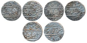 Arkat Mint, Silver Rupee (3), in the name of Shah Alam II, AH 1219/44 and 1220/45, crescen