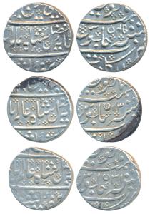Arkat Mint, Silver Rupee (3), in the name of Shah Alam II, AH 1218/43, (12)20/45 and RY 31