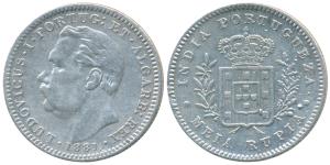 Goa, Luiz I (Ludwig), Silver ½ Uma Rupia / Rupee, 1881 (KM 312). Very Fine.