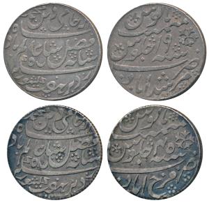 Silver Rupee (2), Murshidabad and Farrukhabad Mint, in the name of Shah Alam II, frozen RY