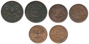 Copper ½ Anna 1835 and ¼ Anna (2), 1835. Very Fine+ to Extremely Fine. (3)