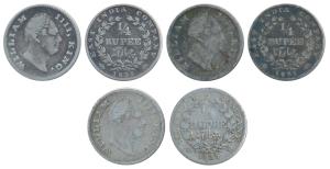 William IV, Silver ¼ Rupee (3), 1835. Fine. (3)
