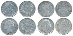 William, Victoria and Edward, Silver Rupee (4), 1835, 1840, 1862 and 1906. Fine+ to Very F