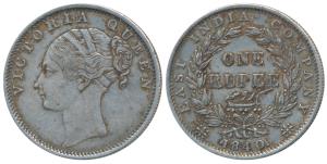 Victoria Queen, Silver Rupee, 1840, Continuous legend. Very Fine+.
