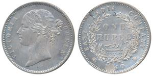 Victoria Queen, Silver Rupee, 1840, Divided legend. The last two digits of the date rubbed