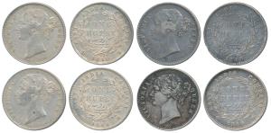 Victoria Queen, Silver Rupee (4), 1840, Divided legend. Very Fine to Very Fine+. (4)