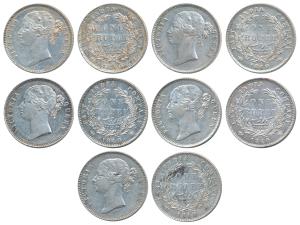 Victoria Queen, Silver Rupee (5), 1840, Divided legend, Bombay and Calcutta Mint, WW raise