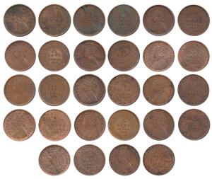 Victoria Empress, Copper 1/12 Anna, 1862, 1878, 1882, 1887 (2), 1884 (2), 1888 (3), 1891, 