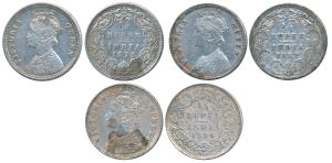 Victoria Queen & Empress, Silver ¼ Rupee, (3) 1862, 1874 Bombay Mint, A / I / dot; 1894. V