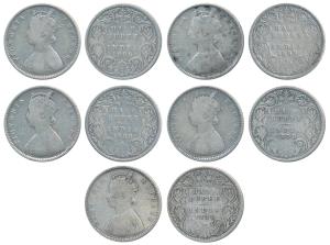 Victoria Queen and Empress, Silver ½ Rupee (5), 1862. Fine. (4)