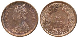Victoria Queen, Copper 1/12 Anna, 1886, Bombay Mint (Prid 813). Nice mint luster, Uncircul
