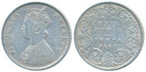Victoria Empress, Silver ½ Rupee, 1897, Bombay Mint, A / I / B incuse, (Prid 305). Very Fi