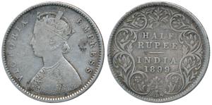 Victoria Empress, Silver ½ Rupee, 1899, Bombay Mint, A / I / B incuse, Inverted ‘B’, (Prid