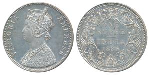 Victoria Empress, Silver Rupee, 1885, Bombay Mint, C2 / II / B raised, Unlisted in Pridmor