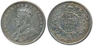 George V, Silver Rupee, 1922, Bombay Mint, (Prid 228). Nice toning, Uncirculated.