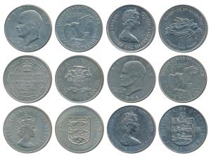 Bailiwick of Jersey, Elizabeth II, Copper Nickel 5 Shillings, 1966, rev. shield divides da