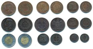 Canada, George V, Bronze 1 Cent, 1913, (KM 21); Canada, Bi-metal Bronze center with a nick