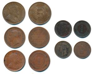Jersey, Edward VII, Bronze, 1/12 Shilling, 1909, (KM 10); Straits Settlements, Victoria, B