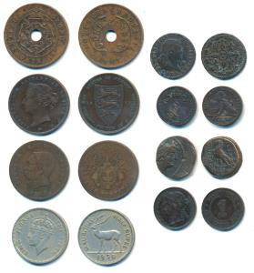 Southern Rhodesia, Copper 1 Penny, 1947, (KM 8a); Spain, Copper, 4 Maravedis, 1829 (KM 489
