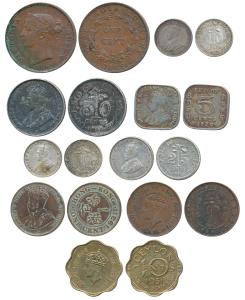 Assorted Lot, Strait Settlement, Victoria, Copper 1 Cent, 1845 & George VI 1943; Ceylon, G