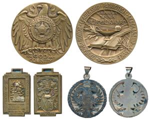 Assorted Silver and Brass Medals, the first a large American Legion School Award; Masonic 