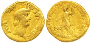 Roman, Nero (54 —68 AD), Gold Aureus, 7.57g, obv. bare head of the ruler to right, rev. he