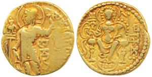 Guptas, Samudragupta (c. 335-380 AD), Gold Dinar, 7.43g, ’Standard’ type, obv. king nimbat