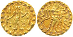 Post Gupta (c. 675-700), Eastern Bengal Samatata Region, Gold Dinar, 5.67g, imitating Gupt