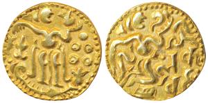 Ceylon, Shri Lankan Kings, Gold Kahavanu, 4.33g, Anonymous, Chola type, obv. king seated r