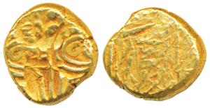 Telugu Chodas of Nellore, Bhujabala (c. 13th century AD), Gold Pagoda, 3.52g, punch-marked