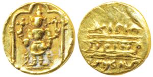 Vijayanagar Empire, Venkitapati Raya III (1630-1641 AD), Gold ½ Pagoda, 1.69g, obv. Tirupa