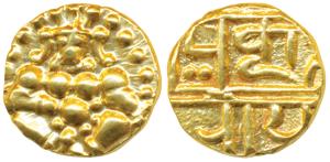 Nayakas of Chitradurga, Gold Durgi Pagoda or Hon, 3.32g, obv. Krishna as Bal Gopala, rev. 