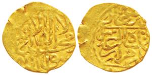Sulayman Mirza (AH 936-992, 1529-1584 AD), Gold 1/12 Indian Mohur, 0.66g, obv. mintless ty