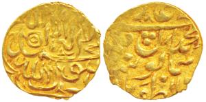 Humayun (AH 937-947, 1530-1540 AD), Gold ¼ Ashrafi, 0.94g, mintless type but attributed to