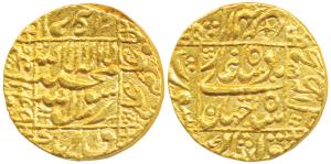 Shah Jahan, Gold Mohur, 10.94g, Surat Mint, AH 1049/12, legend within square area, complet