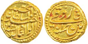Tipu Sultan, Gold Pagoda, 3.38g, obv. Patan Mint, the denomination Faruqi and mint name wi