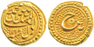 Tipu Sultan, Gold Pagoda, 3.41g, Patan Mint, AM 1215/5, rev. Persian letter ’He’, no mint 