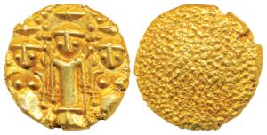 3 Swami Gold Pagoda, 3.43g, Tirupati Balaji in the centre, flanked by his wives Shri Devi 