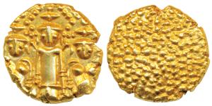3 Swami Gold Pagoda, 3.43g, Tirupati Balaji in the centre, flanked by his wives Shri Devi 