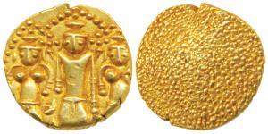 3 Swami Gold Pagoda, 3.38g, Tirupati Balaji in the centre, flanked by his wives Shri Devi 