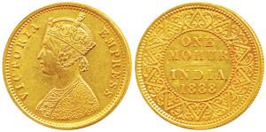 Victoria Empress, Gold Mohur, 1888, V in Jabbot (Prid 22). Very Fine+, Rare.