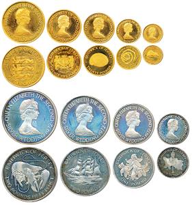 Bailiwick of Jersey, Elizabeth, Gold Proof Set, 50, 25, 20, 10 and 5 Pound; 22.95g, 12.35g