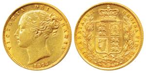 Great Britain, Victoria, Gold Sovereign, 8g, 1874, Young head, Shield on rev. (KM 736.2). 
