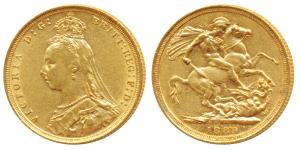 Australia, Victoria Queen, Gold Sovereign, 8g, 1889, Jubilee head, ’S’ mint mark for Sydne
